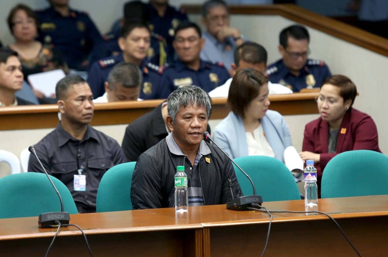 DDS Hitman Edgard Matobato in A senate hearing in 2016 regarding Rodrigo Duterte’s Davao Death Squad