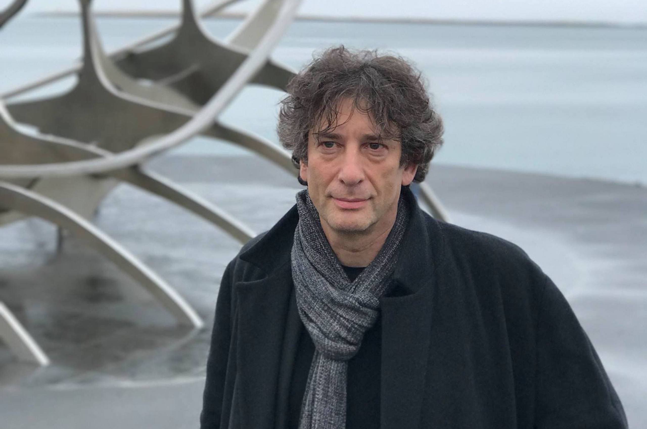 author neil gaiman on the set of american gods