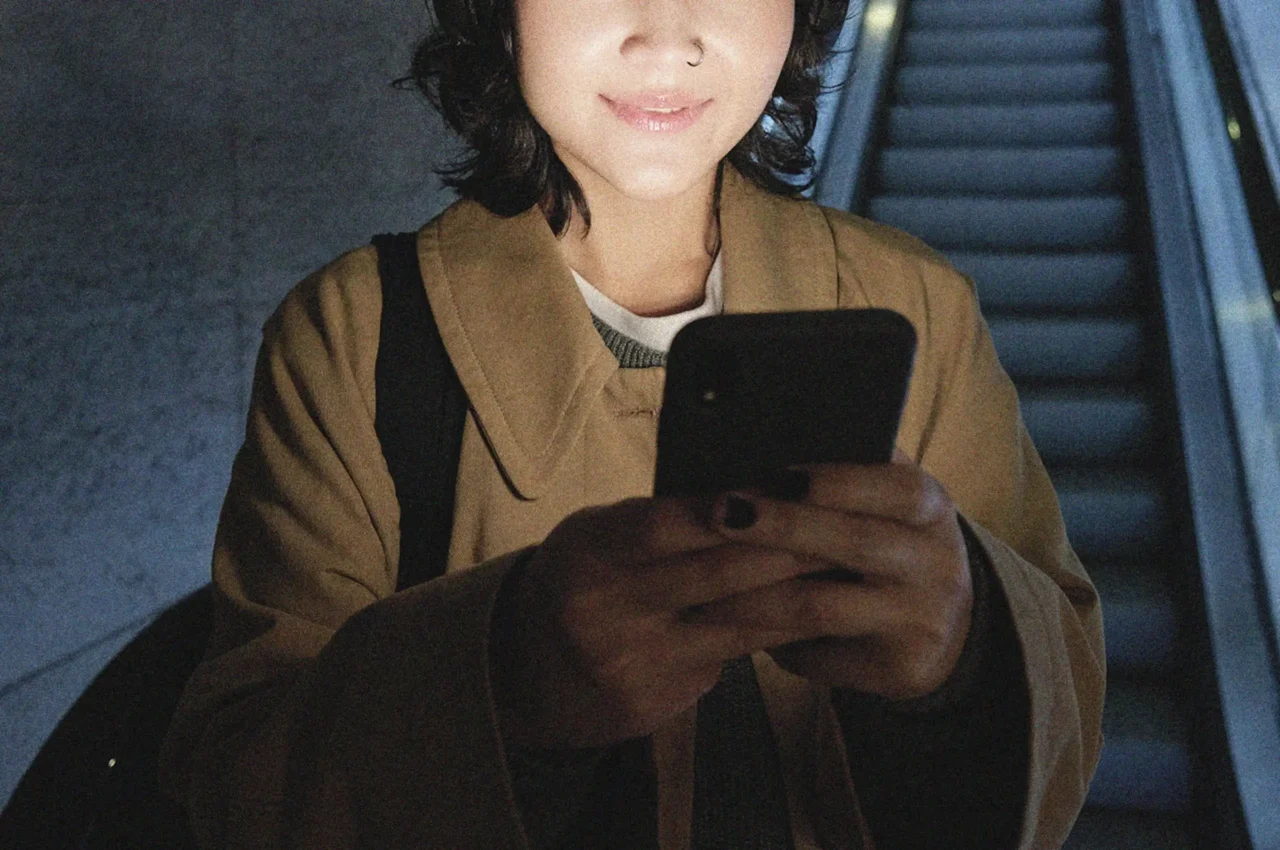 woman using her phone